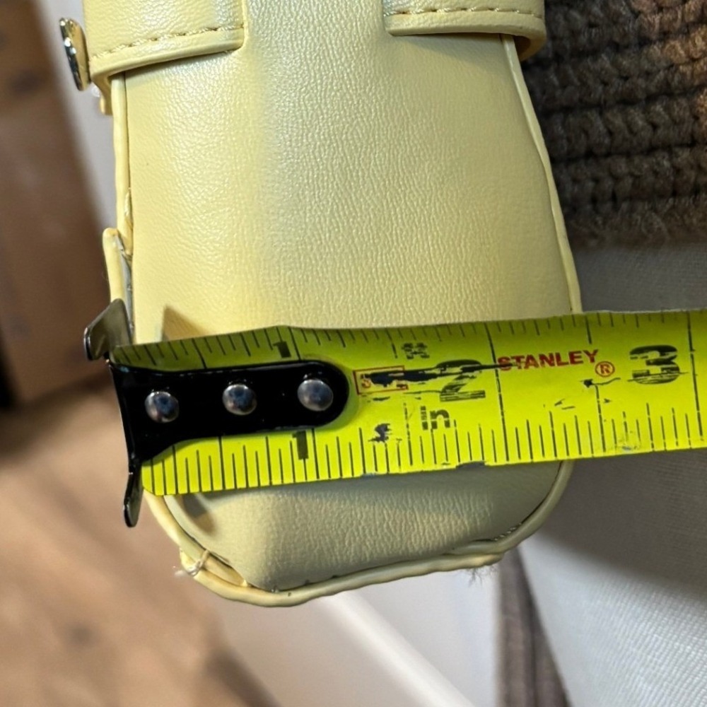 Steve Madden Pale Yellow Faux Leather Satchel Crossbody Handbag Silver SM Logo - Picture 7 of 14